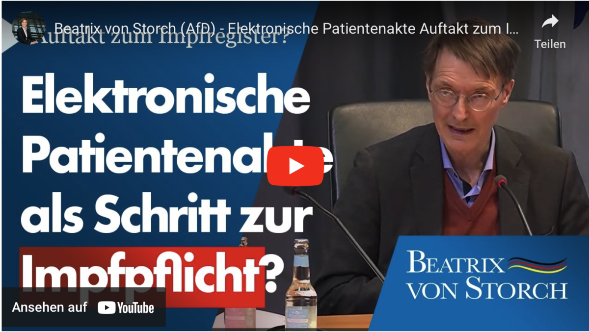 Beatrix von Storch (AfD) – Elektronische Patientenakte Auftakt zum Impfregister durch die Hintertür?