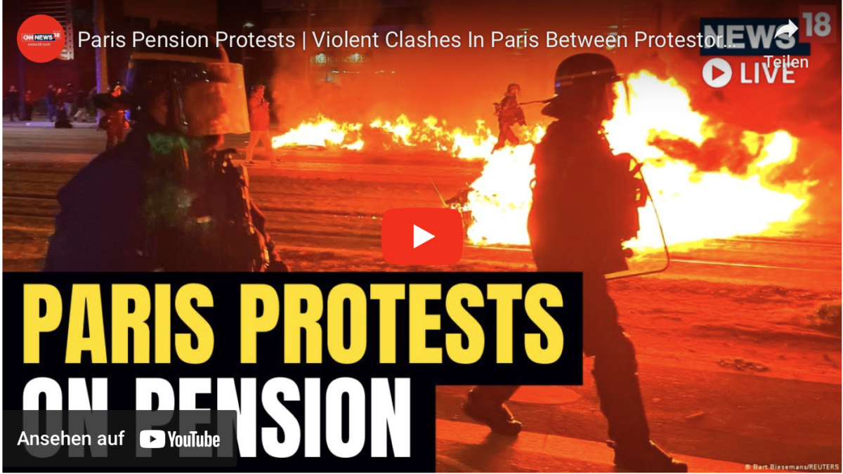 Pariser Rentenproteste | Gewaltsame Zusammenstöße in Paris zwischen Demonstranten und Polizei | Frankreich Protest 2023