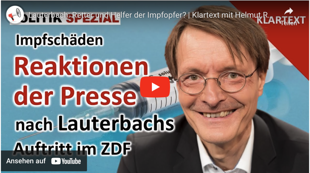 Lauterbach: Retter und Helfer der Impfopfer?