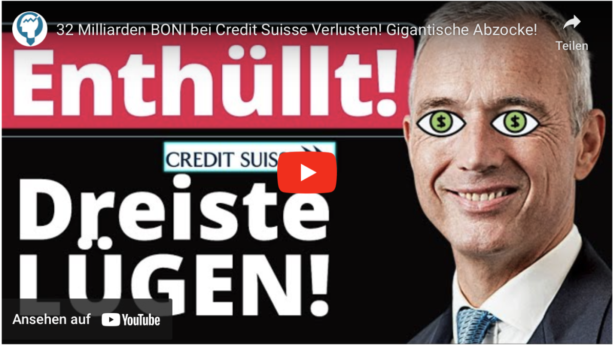 32 Milliarden BONI bei Credit Suisse Verlusten! Gigantische Abzocke!