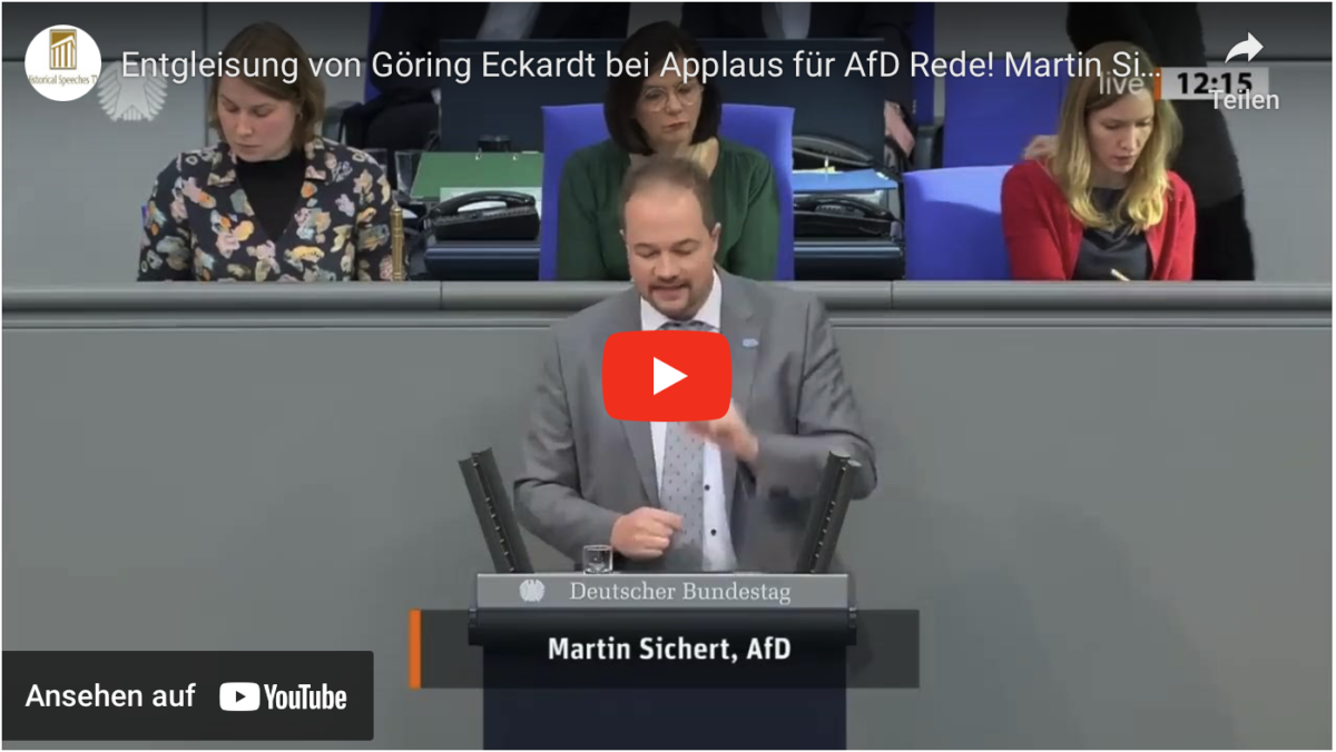 Entgleisung von Göring Eckardt bei Applaus für AfD Rede! Martin Sichert AfD Fraktion im Bundestag!