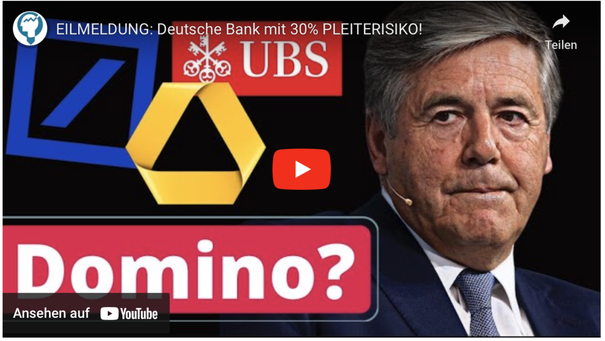 EILMELDUNG: Deutsche Bank mit 30% PLEITERISIKO!