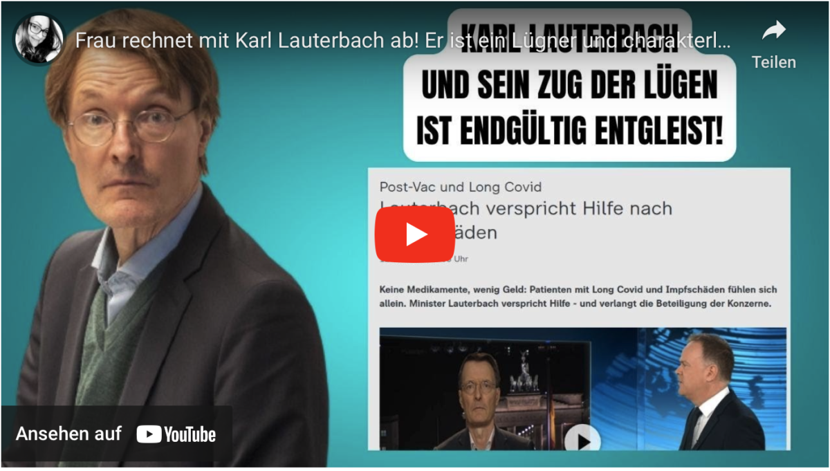 Frau rechnet mit Karl Lauterbach ab! Er ist ein Lügner und charakterlicher Verlierer!