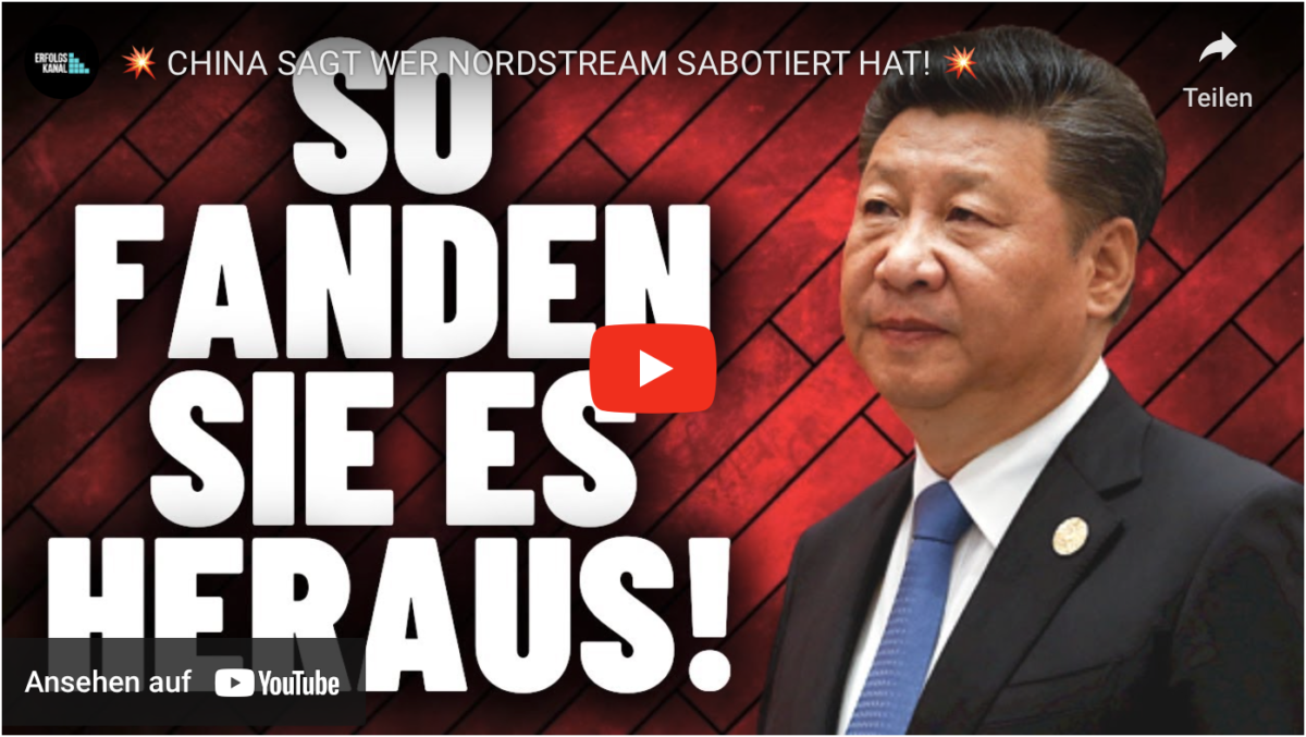 CHINA SAGT WER NORDSTREAM SABOTIERT HAT!