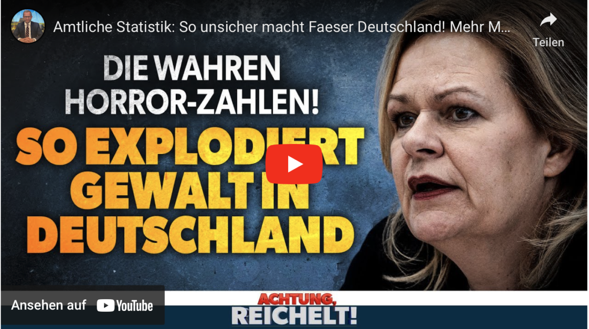 Amtliche Statistik: So unsicher macht Faeser Deutschland! Mehr Morde, Vergewaltigungen & Gewalt