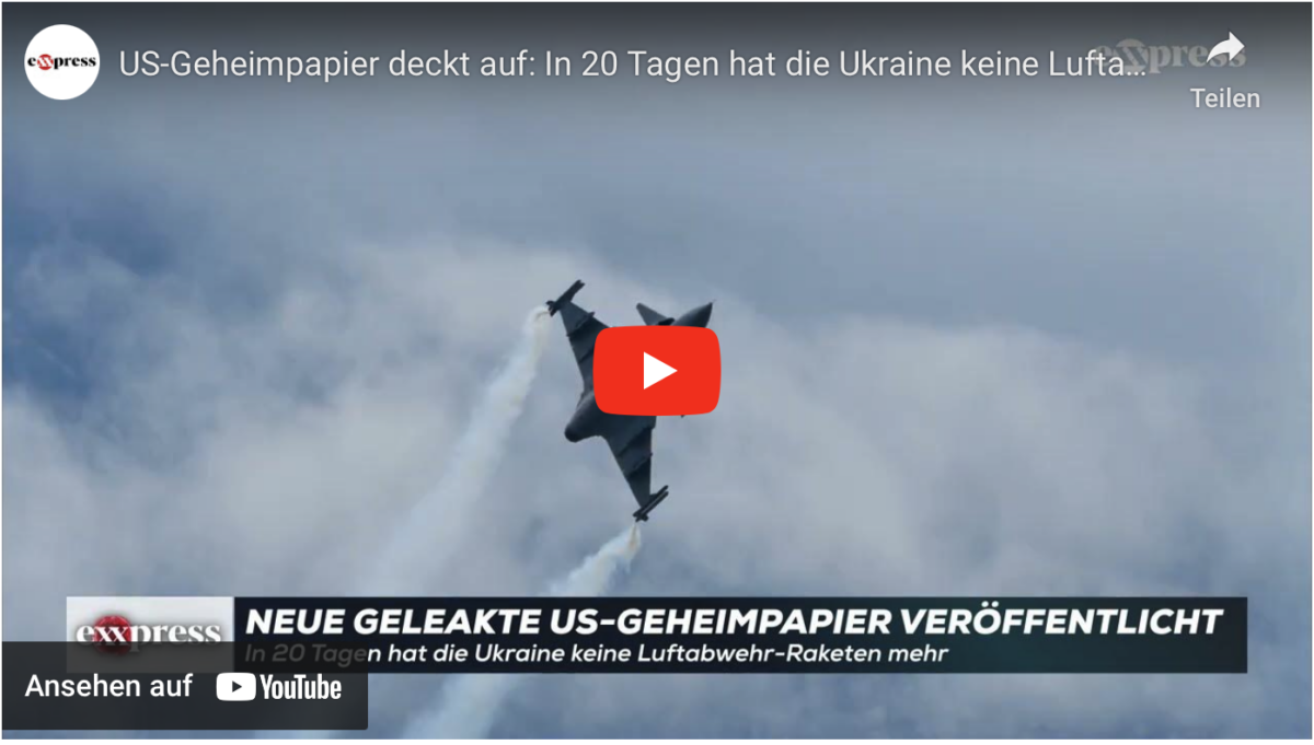 US-Geheimpapier deckt auf: In 20 Tagen hat die Ukraine keine Luftabwehr-Raketen mehr
