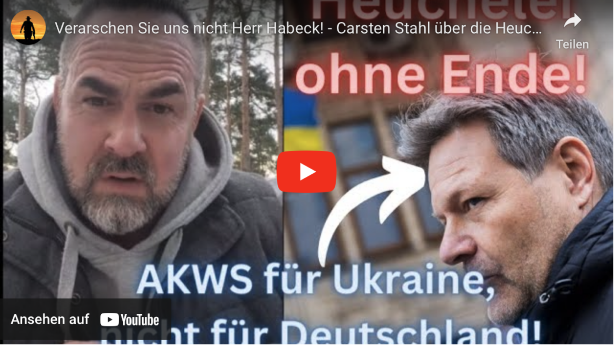 Verarschen Sie uns nicht Herr Habeck! – Carsten Stahl über die Heuchelei des Kinderbuchautors!