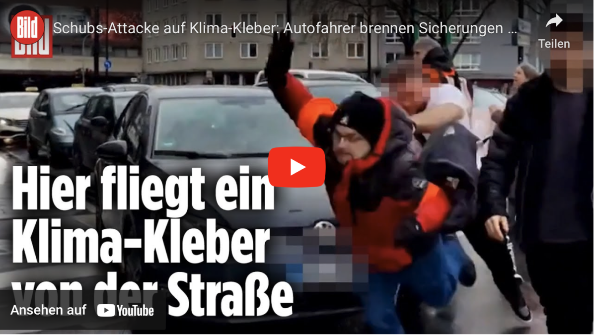 Schubs-Attacke auf Klima-Kleber: Autofahrer brennen Sicherungen durch