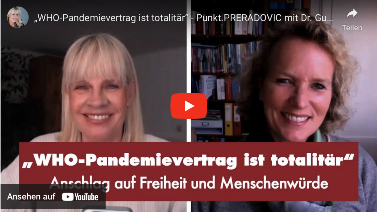 „WHO-Pandemievertrag ist totalitär“ – Punkt.PRERADOVIC mit Dr. Gudula Walterskirchen!