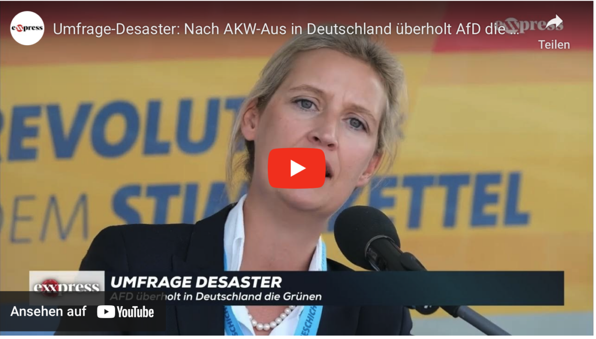 Umfrage-Desaster: Nach AKW-Aus in Deutschland überholt AfD die Grünen!