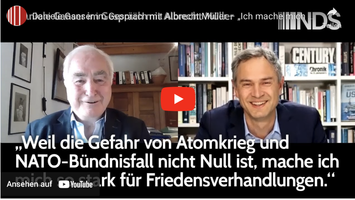 Daniele Ganser im Gespräch mit Albrecht Müller – „Ich mache mich stark für Friedensverhandlungen.“