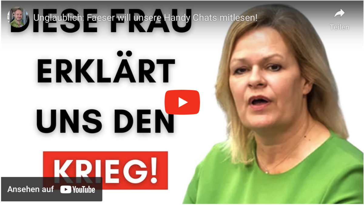 Unglaublich: Faeser will unsere Handy Chats mitlesen!