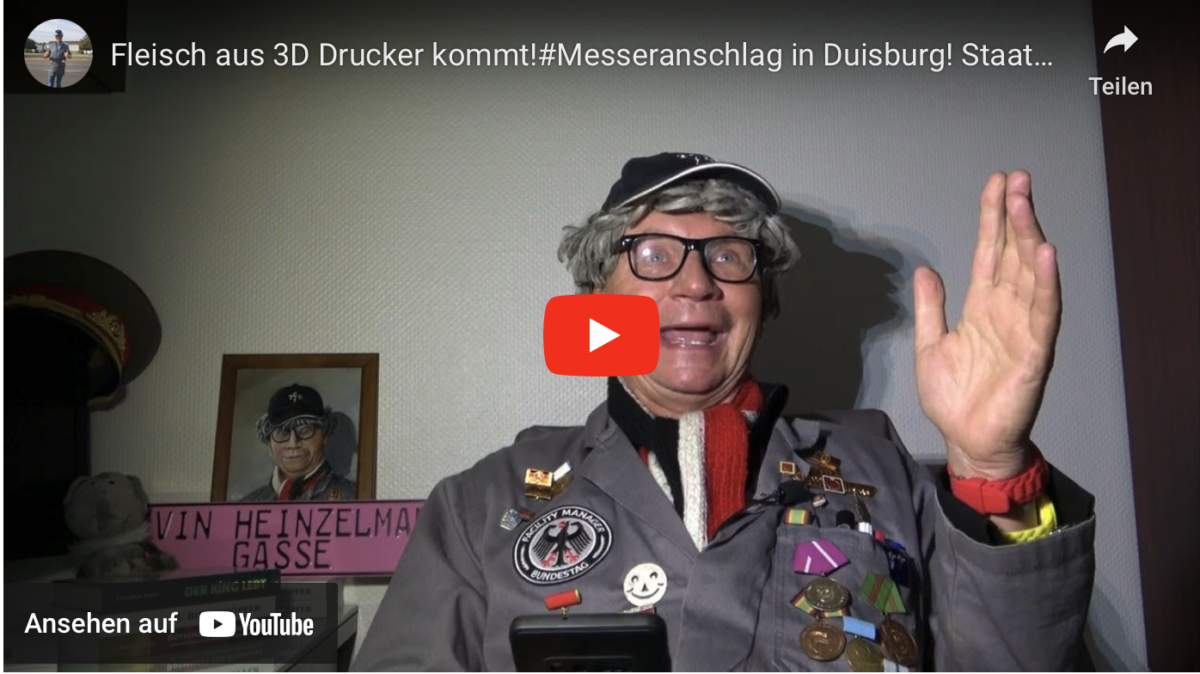Fleisch aus 3D Drucker kommt!#Messeranschlag in Duisburg! Staatssekretär von Habeck schockt! SATIRE!