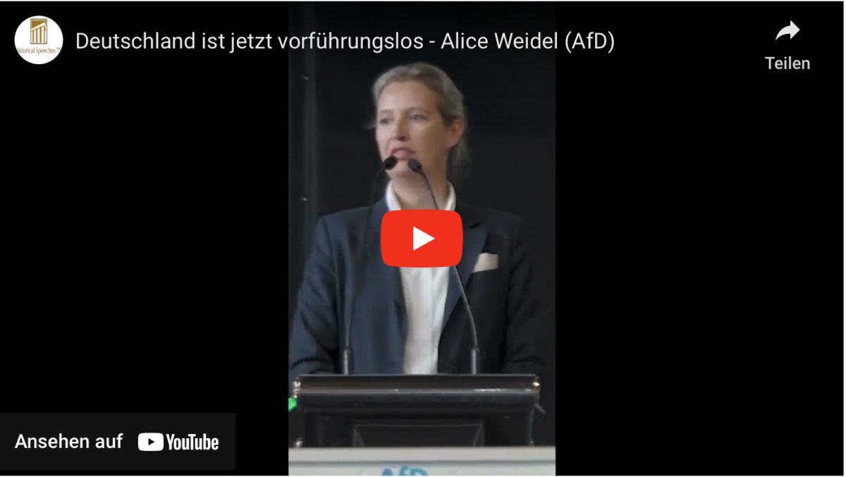 Deutschland ist jetzt vorführungslos – Alice Weidel (AfD)