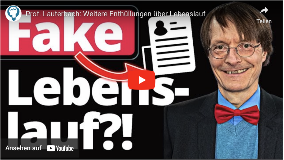 Prof. Lauterbach: Weitere Enthüllungen über Lebenslauf!