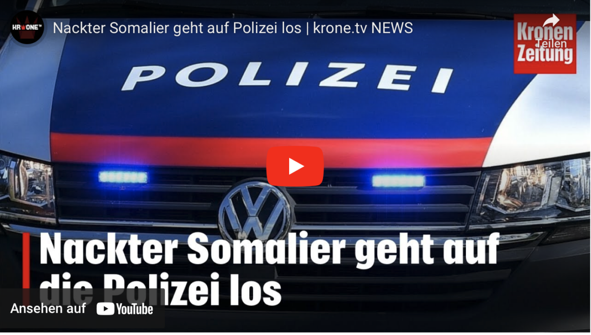 Nackter Somalier geht auf Polizei los!