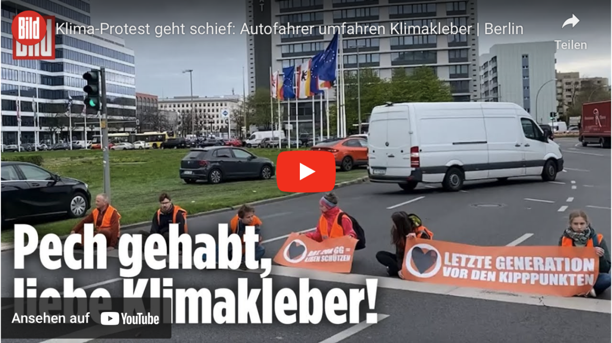 Klima-Protest geht schief: Autofahrer umfahren Klimakleber!
