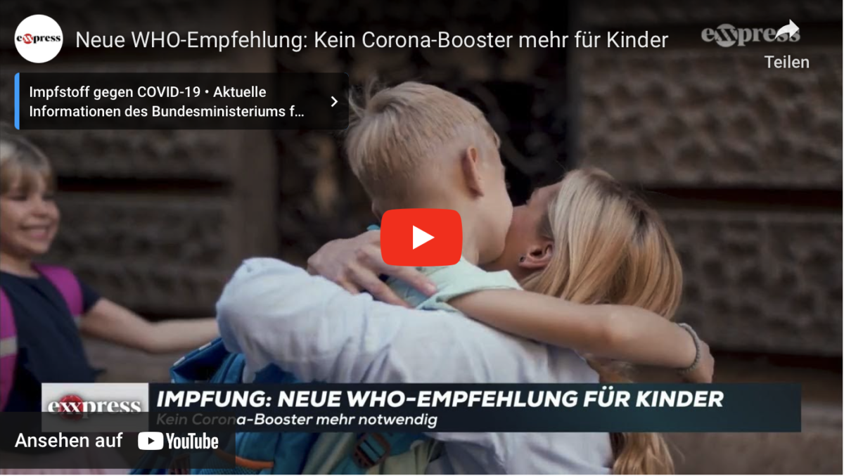 Neue WHO-Empfehlung: Kein Corona-Booster mehr für Kinder!