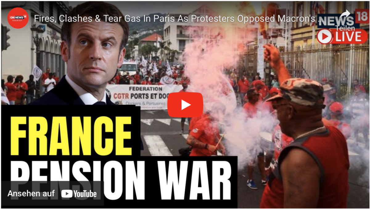 Brände, Zusammenstöße und Tränengas in Paris, als Demonstranten gegen Macrons Rentengesetz protestierten!