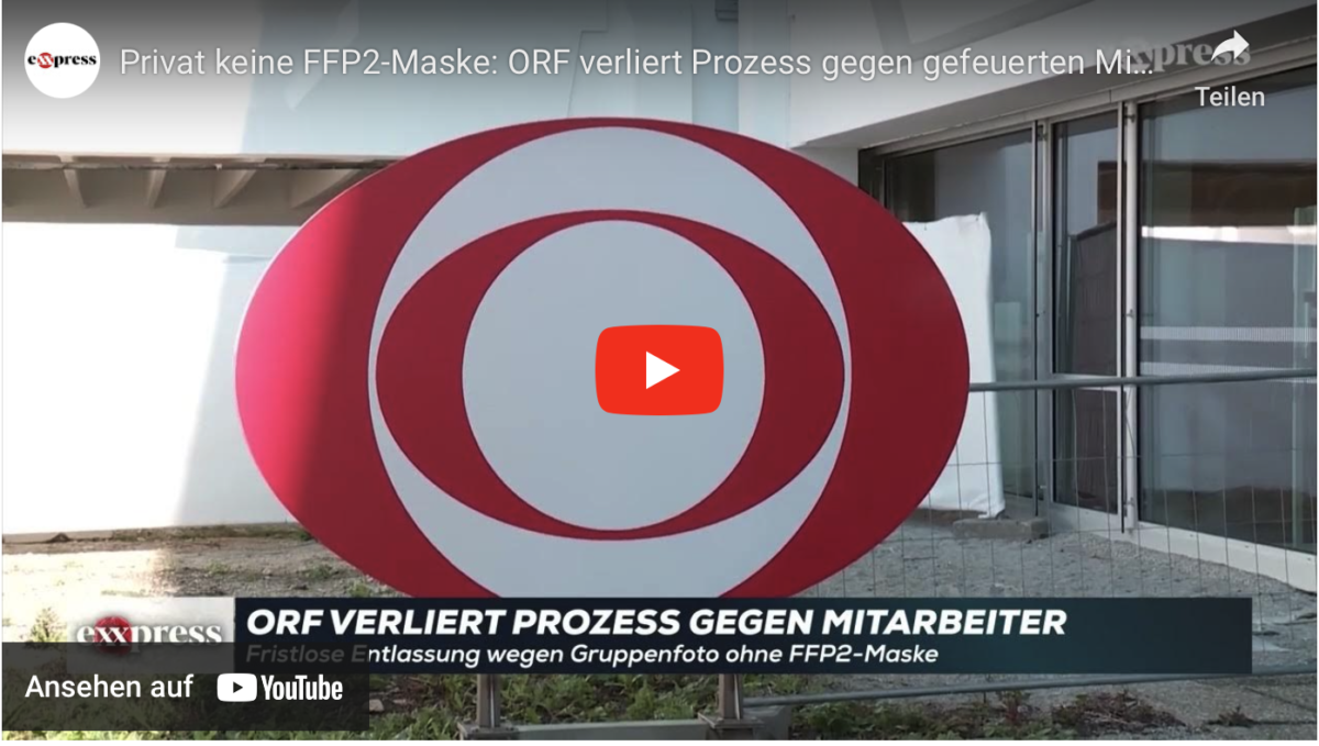 Privat keine FFP2-Maske: ORF verliert Prozess gegen gefeuerten Mitarbeiter!