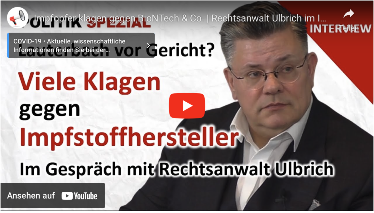 Impfopfer klagen gegen BioNTech & Co. | Rechtsanwalt Ulbrich im Interview