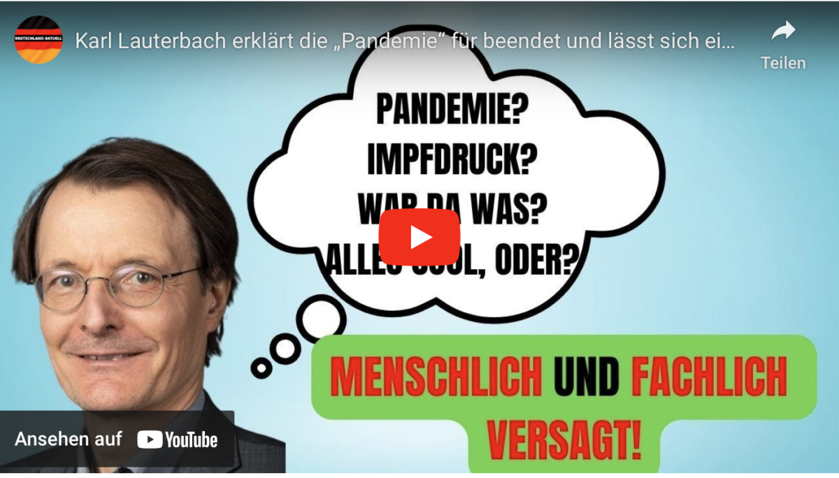 Karl Lauterbach erklärt die „Pandemie“ für beendet und lässt sich eine Hintertür offen!