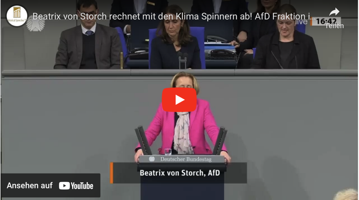 Beatrix von Storch rechnet mit den Klima Spinnern ab! AfD Fraktion im Bundestag!
