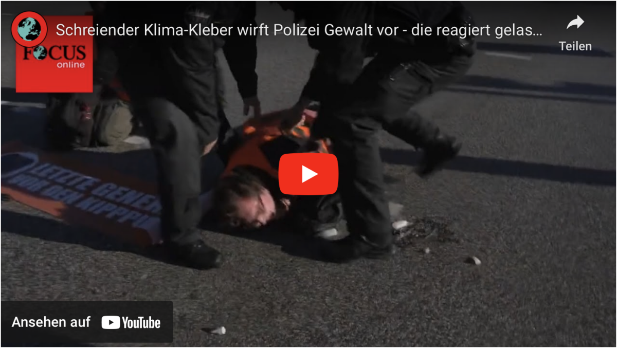Schreiender Klima-Kleber wirft Polizei Gewalt vor – die reagiert gelassen!