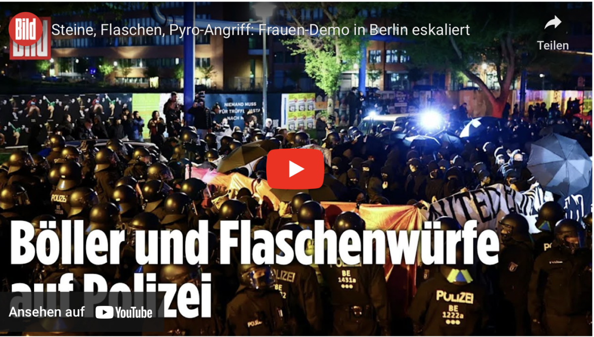 Steine, Flaschen, Pyro-Angriff: Frauen-Demo in Berlin eskaliert!