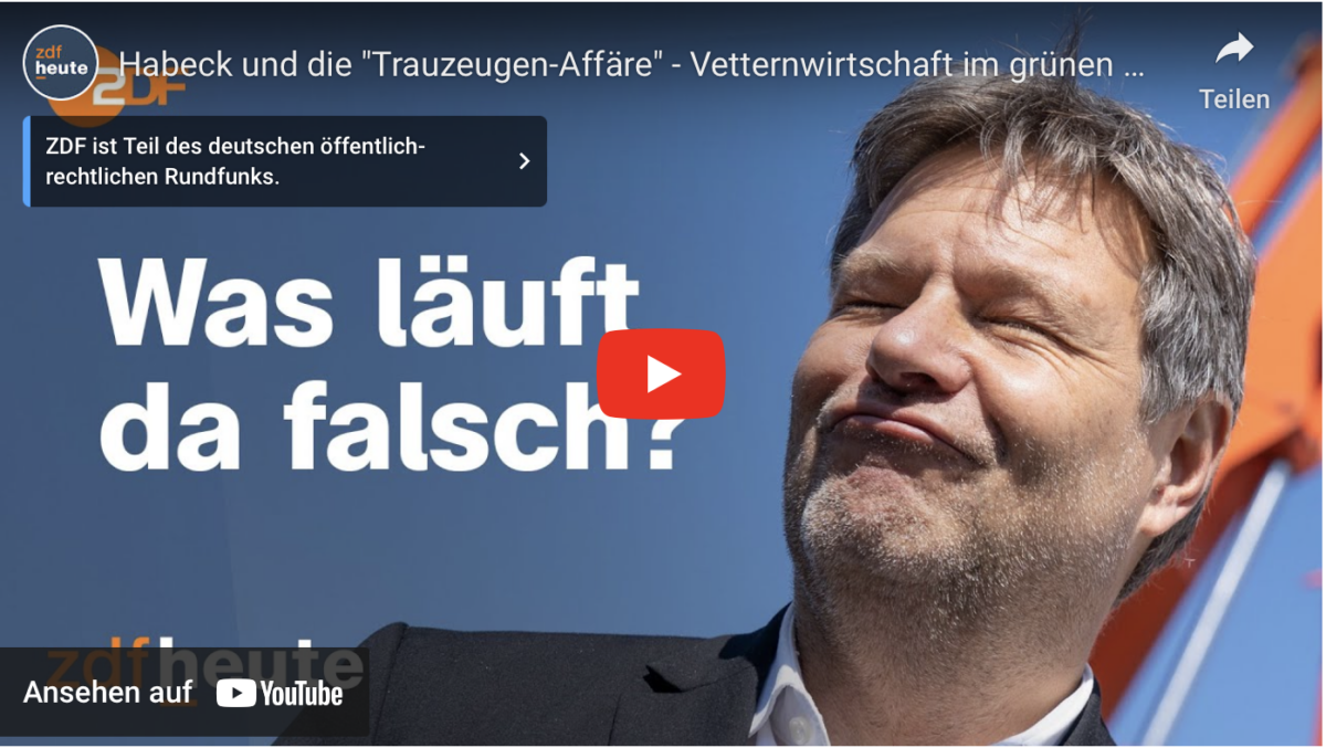 Habeck und die „Trauzeugen-Affäre“ – Vetternwirtschaft im grünen Ministerium?