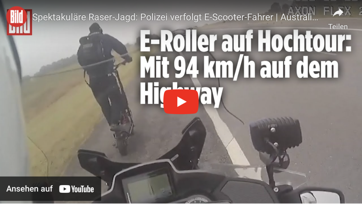 Spektakuläre Raser-Jagd: Polizei verfolgt E-Scooter-Fahrer | Australien