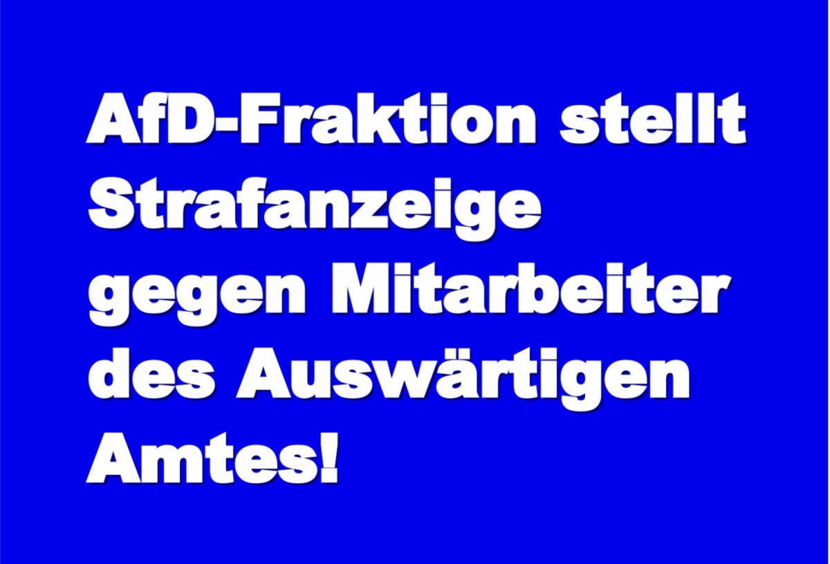 AfD-Fraktion stellt Strafanzeige gegen Mitarbeiter des Auswärtigen Amtes!