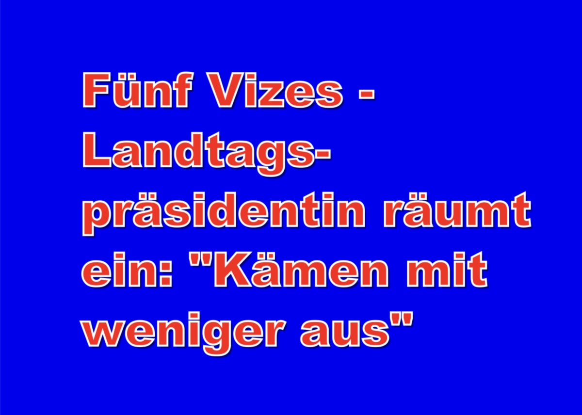 Fünf Vizes – Landtagspräsidentin räumt ein: „Kämen mit weniger aus“