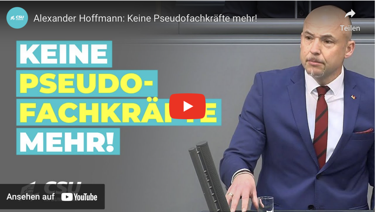 Alexander Hoffmann: Keine Pseudofachkräfte mehr!