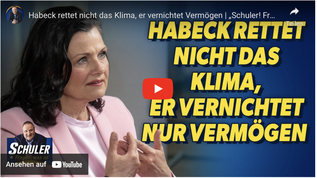 Habeck rettet nicht das Klima, er vernichtet Vermögen | „Schuler! Fragen, was ist“ vom 10. Mai 2023
