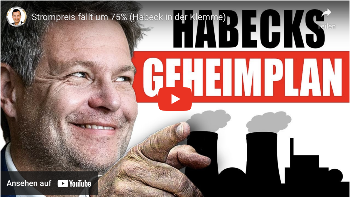 Strompreis fällt um 75% (Habeck in der Klemme)