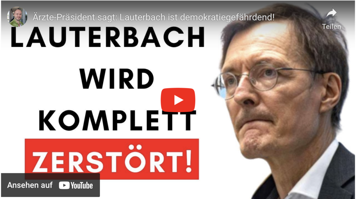Ärzte-Präsident sagt: Lauterbach ist demokratiegefährdend!