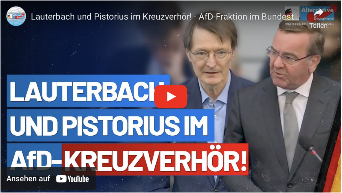 Lauterbach und Pistorius im Kreuzverhör! – AfD-Fraktion im Bundestag