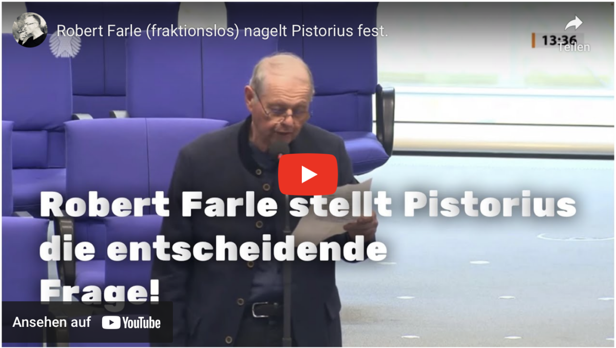 Robert Farle (fraktionslos) nagelt Pistorius fest.
