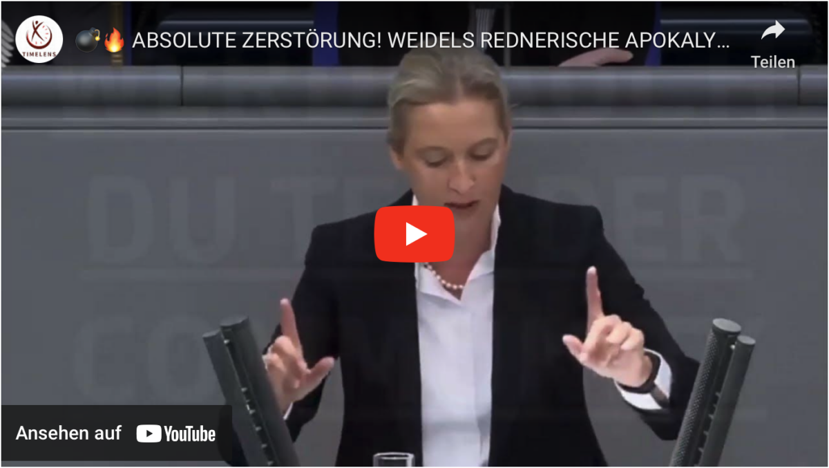 ABSOLUTE ZERSTÖRUNG! WEIDELS REDNERISCHE APOKALYPSE LÄSST AMPELKOALITION ERZITTERN!