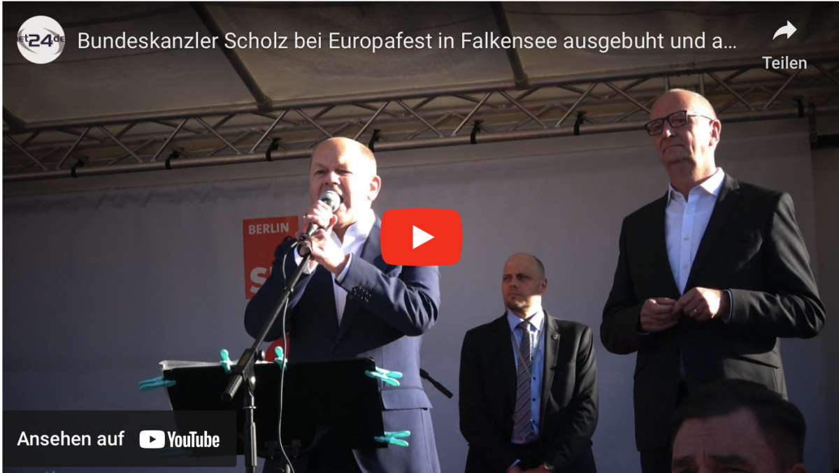 Bundeskanzler Scholz bei Europafest in Falkensee ausgebuht und ausgepfiffen!