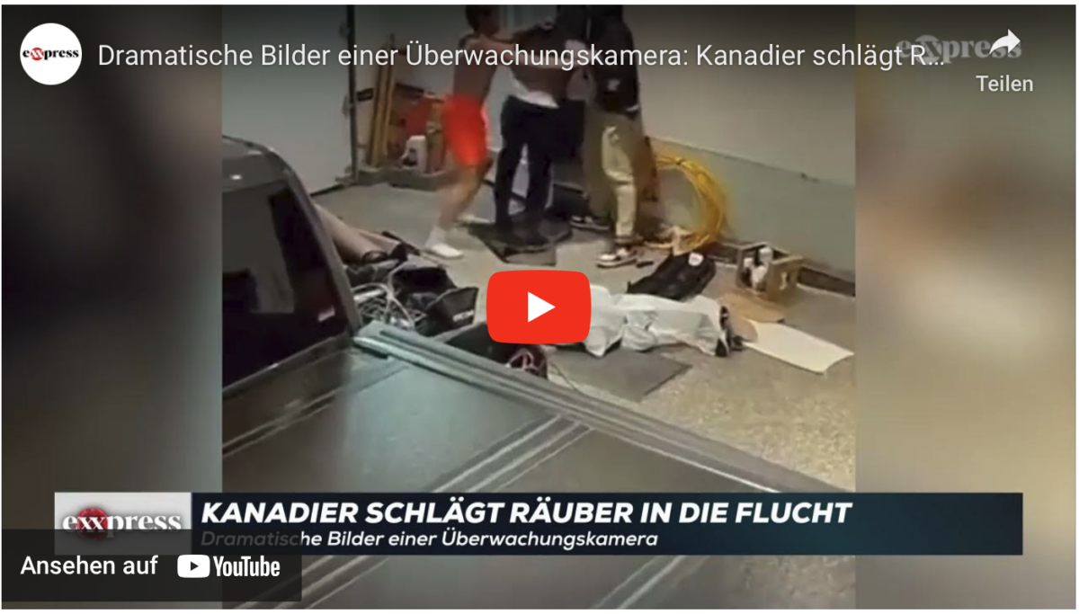 Dramatische Bilder einer Überwachungskamera: Kanadier schlägt Räuber in die Flucht!