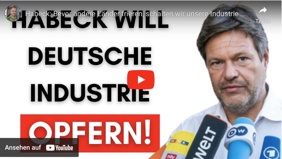 Habeck: Bevor andere Länder frieren, schalten wir unsere Industrie ab!
