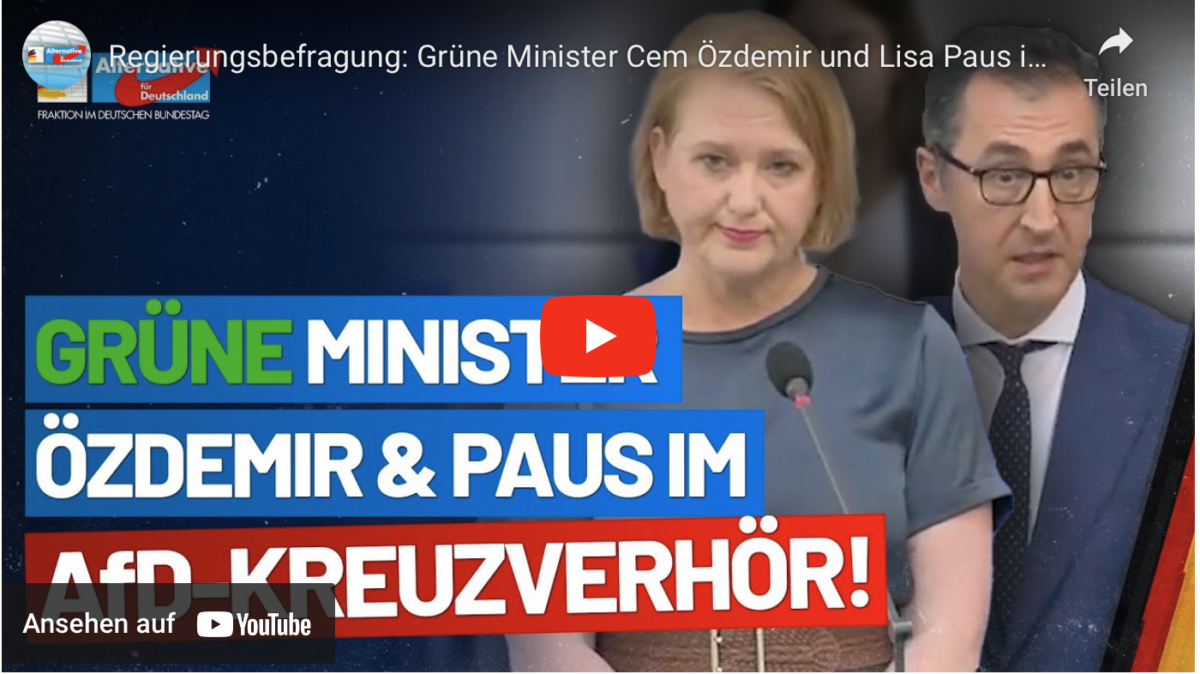 Regierungsbefragung: Grüne Minister Cem Özdemir und Lisa Paus im AfD-Kreuzverhör!