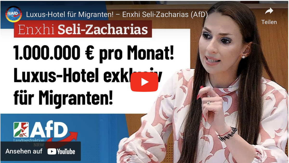 1000000 Euro pro Monat für Luxus-Hotel für Migranten! – Enxhi Seli-Zacharias (AfD)!