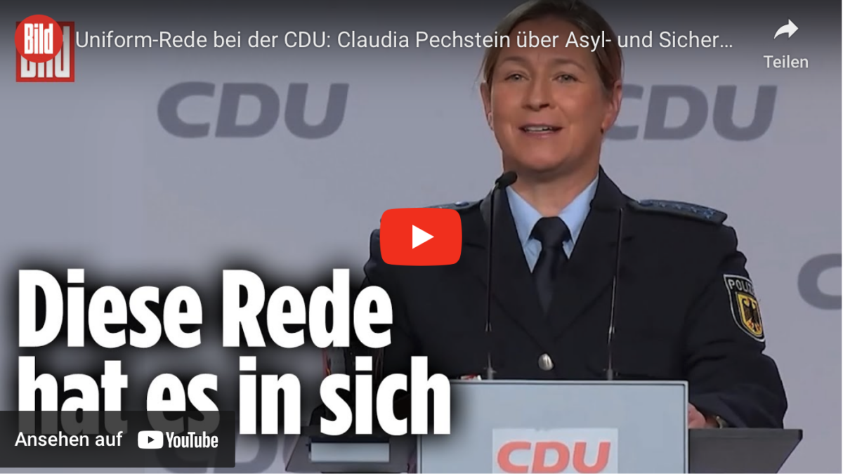Uniform-Rede bei der CDU: Claudia Pechstein über Asyl- und Sicherheitspolitik!
