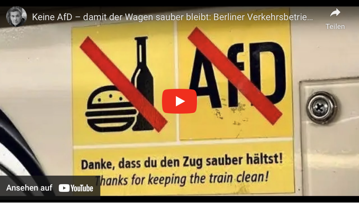 Keine AfD – damit der Wagen sauber bleibt: Berliner Verkehrsbetriebe hetzen in Nazi-Manier