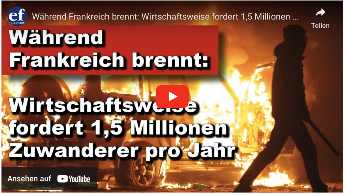 Während Frankreich brennt: Wirtschaftsweise fordert 1,5 Millionen Zuwanderer pro Jahr (Wochenstart)