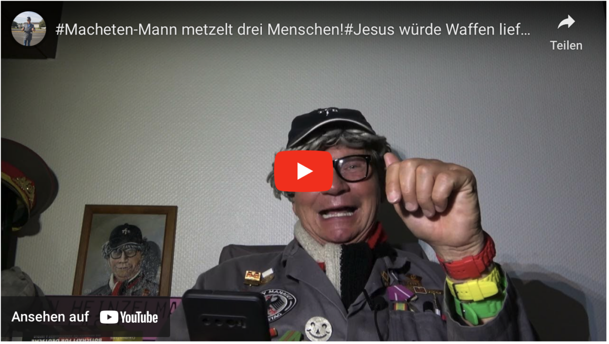 #Macheten-Mann metzelt drei Menschen!#Jesus würde Waffen liefern!? SATIRE!!!