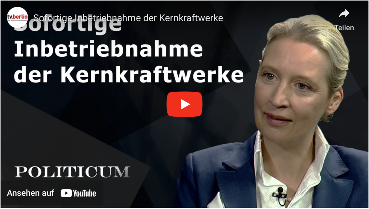 Sofortige Inbetriebnahme der Kernkraftwerke!